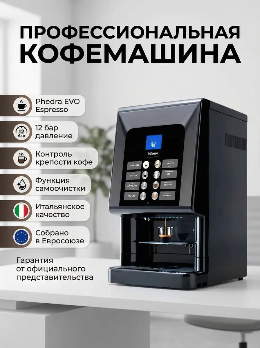 Профессиональная кофемашина — карточка с инфографикой