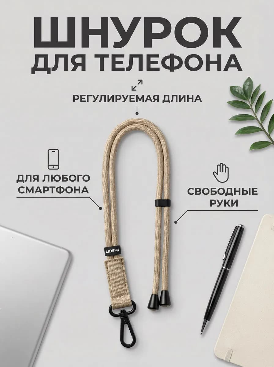 Шнурок для телефона — карточка с инфографикой